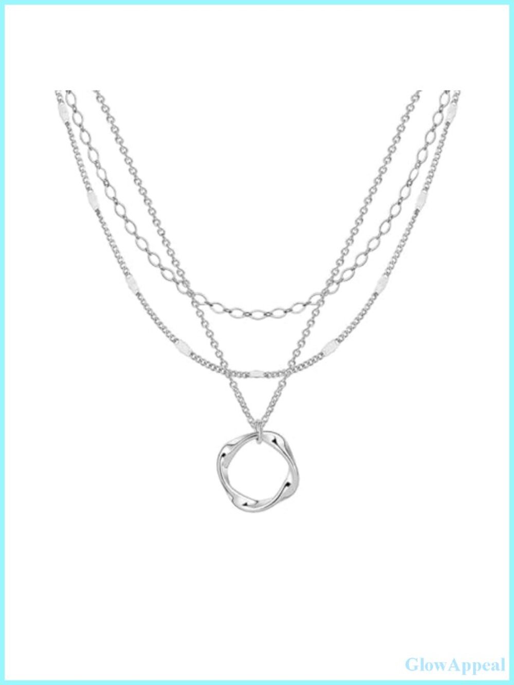 Sterling Silver Layered Necklaces for Women Stackable Choker Circle Pendant